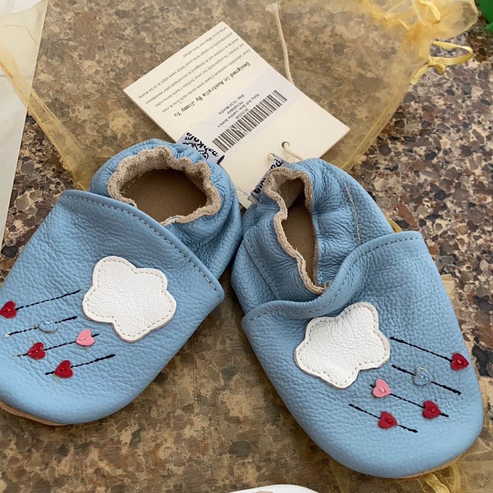 Baby leather booties